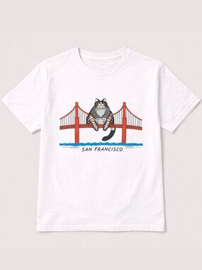 Golden Gate Bridge Cat Graphic Tee Funny Cat Shirt Unisex